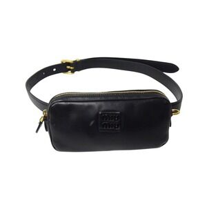 Miu Miu Miu Leather Logo Belt Bag Black Waist